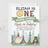 ワンハッピーキャンパー誕生日招待状1st誕生日 招待状 (正面)