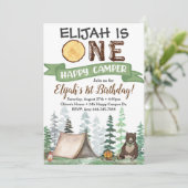 ワンハッピーキャンパー誕生日招待状1st誕生日 招待状 (スタンド正面)