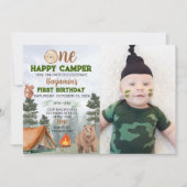 ワンハッピーキャンパー誕生日招待状 招待状 (正面)