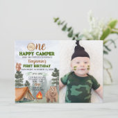 ワンハッピーキャンパー誕生日招待状 招待状 (スタンド正面)