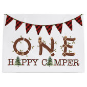 ワンハッピーキャンパー1歳の誕生日パ素朴ーティー ラージペーパーバッグ (正面)