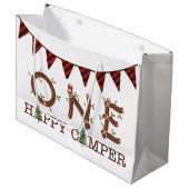 ワンハッピーキャンパー1歳の誕生日パ素朴ーティー ラージペーパーバッグ (正面アングル)