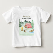 ワンハッピーキャンパー1stバースデーキャンプベビーTシャツ ベビーTシャツ (正面)