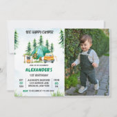 ワンハッピーキャンパー1stバースデーキャンプ写真 招待状 (正面)
