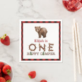 ワンハッピーキャンパー1stバースデーパーソナライズされたパーティーN スタンダードカクテルナプキン (インサイチュ)