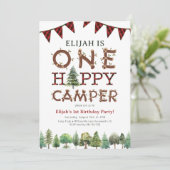 ワンハッピーキャンパー1st誕生日パーティの招待状 招待状 (スタンド正面)