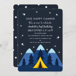 ワンハッピーキャンパー1st誕生日パーティの招待状 招待状