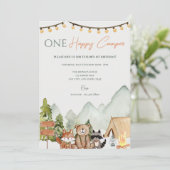 ワンハッピーキャンパー1st誕生日パーティの招待状 招待状 (スタンド正面)