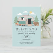 ワンハッピーキャンパー1st誕生日パーティの招待状 招待状 (スタンド正面)
