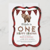 ワンハッピーキャンパー1st誕生日パーティの招待状 招待状 (正面)