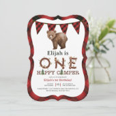 ワンハッピーキャンパー1st誕生日パーティの招待状 招待状 (スタンド正面)