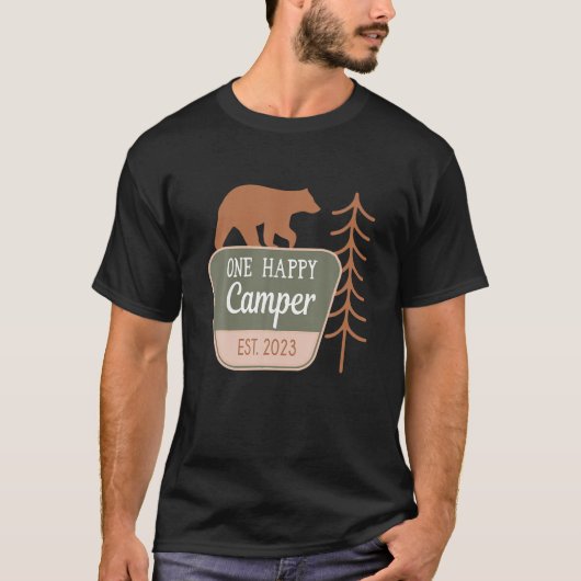 ワンハッピーキャンパー1st誕生日パーティーキャンプ服 tシャツ (正面)