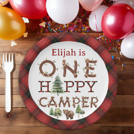 ワンハッピーキャンパー1st誕生日パーティー紙プレート ペーパープレート