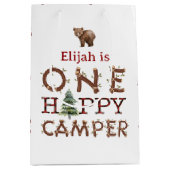 ワンハッピーキャンパー1st誕生日パーティー ミディアムペーパーバッグ (正面)