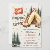 ワンハッピーキャンパー1st誕生日パーティー 招待状 (正面)