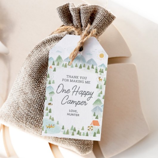 ワンハッピーキャンパー1st誕生日メッセージカード ギフトタグ