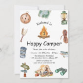 ワンハッピーキャンパー1st誕生日招待状 招待状 (正面)
