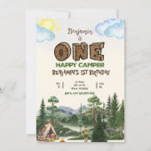 ワンハッピーキャンパー1st誕生日招待状 – 編集 招待状 (正面)