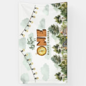 ワンハッピーキャンパー ファーストバースデー 横断幕 (縦)