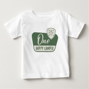 ワンハッピーキャンパー、ワンファースト誕生日、ウッドランド ベビーTシャツ