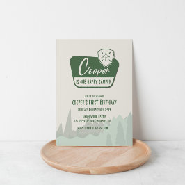 ワンハッピーキャンパー、ワンファースト誕生日、ウッドランド 招待状