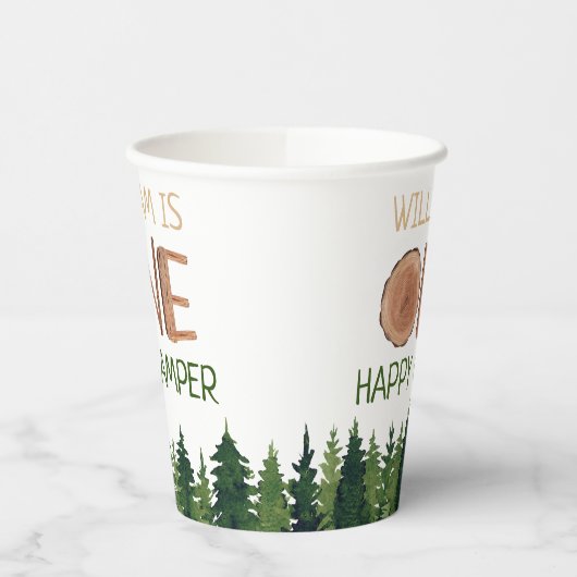 ワンハッピーキャンパ素朴ー1歳の誕生日の名前 紙コップ (左)