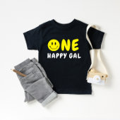 ワンハッピーギャル1stバースデーイエロースマイリー ベビーTシャツ