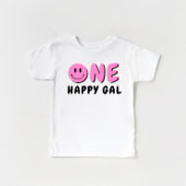 ワンハッピーギャル1stバースデーピンクスマイリー ベビーTシャツ