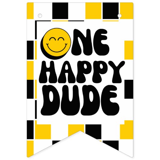 ワンハッピーダデボーイ1歳の誕生日 バンティングフラッグ (第1の旗)