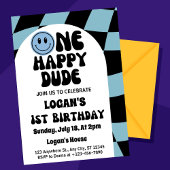 ワンハッピーダデボーイ1歳の誕生日 招待状