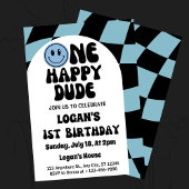 ワンハッピーダデボーイ1歳の誕生日 招待状