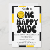 ワンハッピーダデボーイ1歳の誕生日 招待状 (正面)