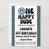 ワンハッピーダデボーイ1歳の誕生日 招待状 (正面)