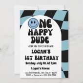 ワンハッピーダデボーイ1歳の誕生日 招待状 (正面)