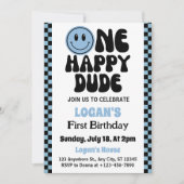 ワンハッピーダデボーイ1歳の誕生日 招待状 (正面)