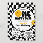 ワンハッピーダデボーイ1st誕生日パーティー 招待状 (正面/裏面)