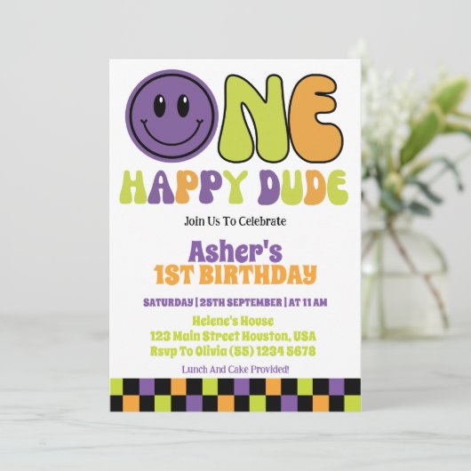 ワンハッピーダデボーイ1st誕生日パーティー 招待状 (スタンド正面)