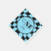 ワンハッピーダドハッピーダド顔ブルーボーイ1st誕生日 スタンダードカクテルナプキン (角)