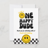 ワンハッピーダードハッピーハッピーフォトフォト顔誕生日 サンキューカード (正面)