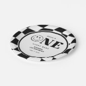 ワンハッピーダードハッピーハッピー顔ボーイ1歳の誕生日 ペーパープレート (アングル)