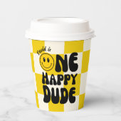 ワンハッピーダードハッピーハッピー顔ボーイ1歳の誕生日 紙コップ (正面)
