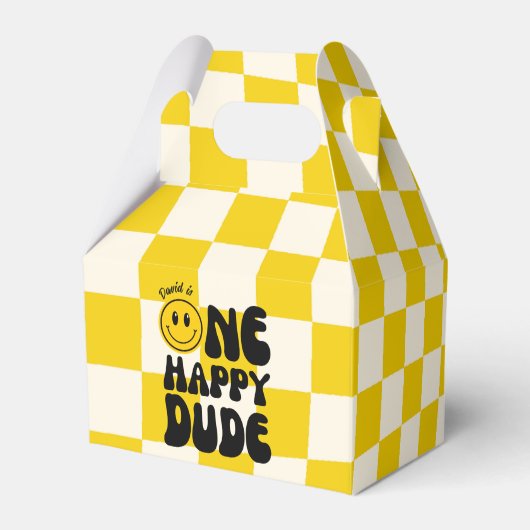 ワンハッピーダードハッピーハピー顔ボーイファースト誕生日 フェイバーボックス (正面サイド)