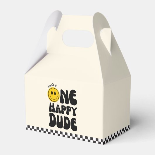 ワンハッピーダードハッピーハピー顔ボーイファースト誕生日 フェイバーボックス (正面サイド)