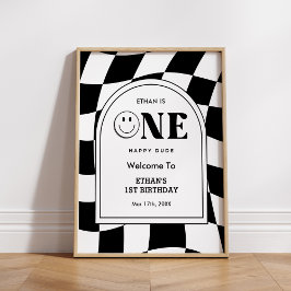 ワンハッピーダードハッピーバースデーボーイ顔1stバースデーウェルカム ポスター