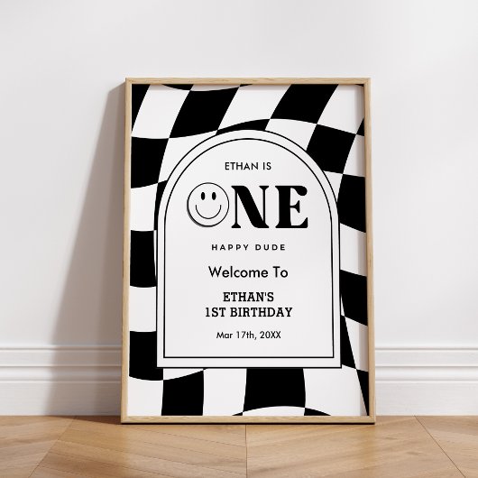 ワンハッピーダードハッピーバースデーボーイ顔1stバースデーウェルカム ポスター