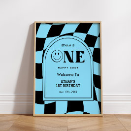 ワンハッピーダードハッピーバースデーボーイ顔1stバースデーウェルカム ポスター