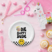 ワンハッピーダード笑顔顔写真紙プレート ペーパープレート (パーティー)