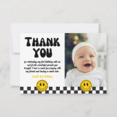 ワンハッピーダード笑顔顔写真誕生日 サンキューカード (正面)