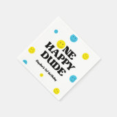 ワンハッピーダード笑顔顔誕生日パーティー スタンダードカクテルナプキン (角)