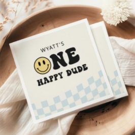 ワンハッピードゥデスマイル顔ファースト誕生日ナプキンス スタンダードカクテルナプキン